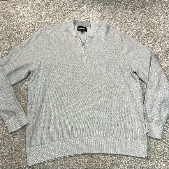 Bonobos Other - Bonobos Sweater Mens Large Light Gray 1/4 Zip Knit Cotton Blend Stretch Pullover